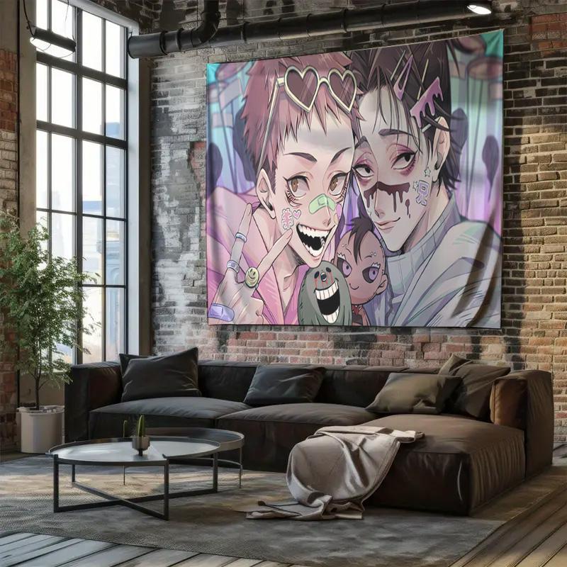 Japanese Anime Butterfly Art Wall Decor Dormitory Living Room Decoration Tapestry