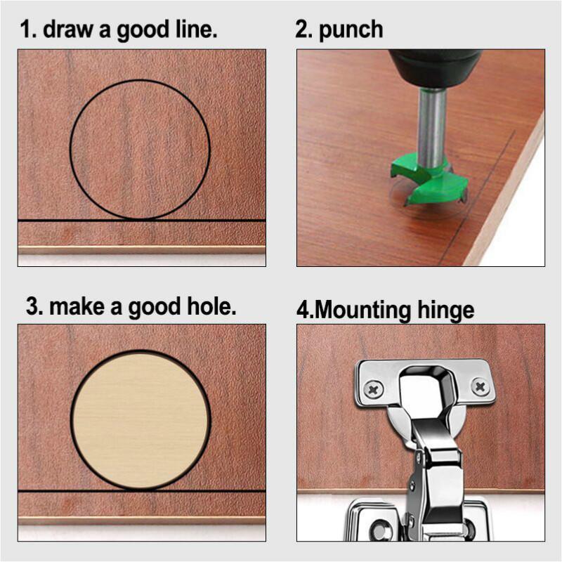 35mm Hinge Drilling Locator Jig, Cabinet Wardrobe Door Hinge Hole Opener Drill Guide with Drill Bits Woodworking Accessories