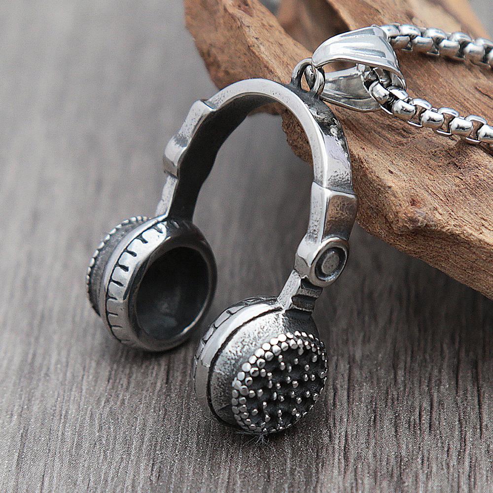 Панк Хип-хоп DJ Музыка Наушники Подвеска Ожерелье Длинная Цепочка Для Мужчин Женщин Панк Рок Гарнитура Ожерелье Мужские Ювелирные Изделия Подарок