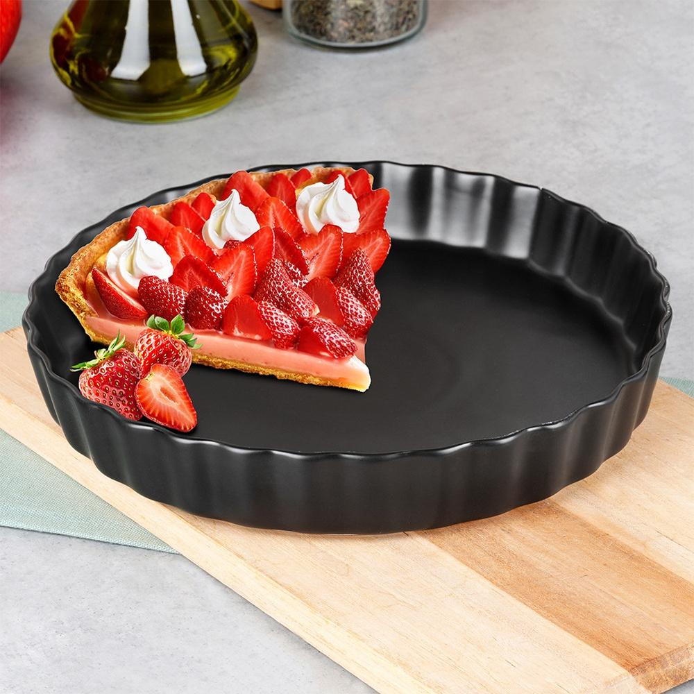 Tart tin + baking bowls, ceramic, black, 7 pcs.