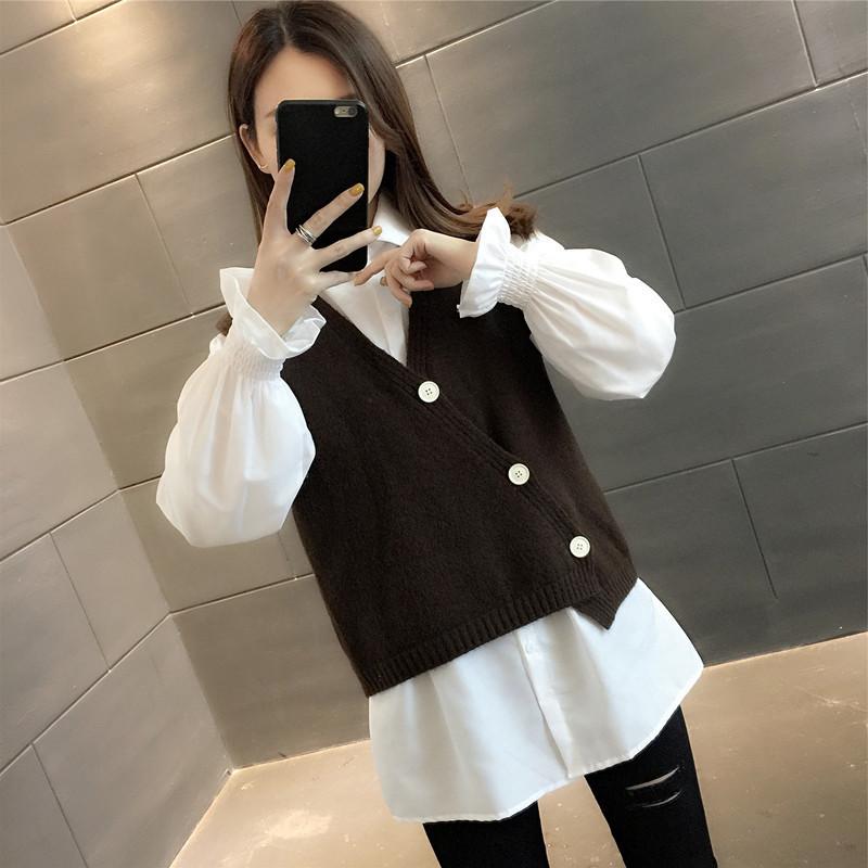 Новая женская одежда 2024 года на весну и осень, жилет с V-образным вырезом, свитер, женский вязаный свитер, жилет, модная зарубежная одежда на весну и осень