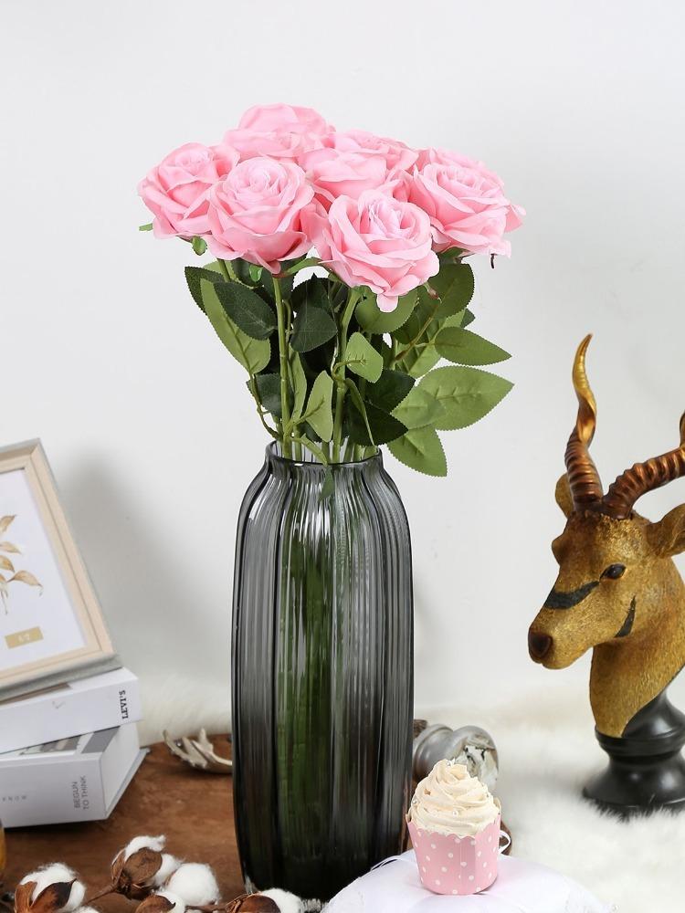 12 шт. Искусственные цветы Розы Массовый букет поддельных шелковых роз с длинным стеблем Искусственные розы Цветы для свадьбы Домашние вечерние украшения стола