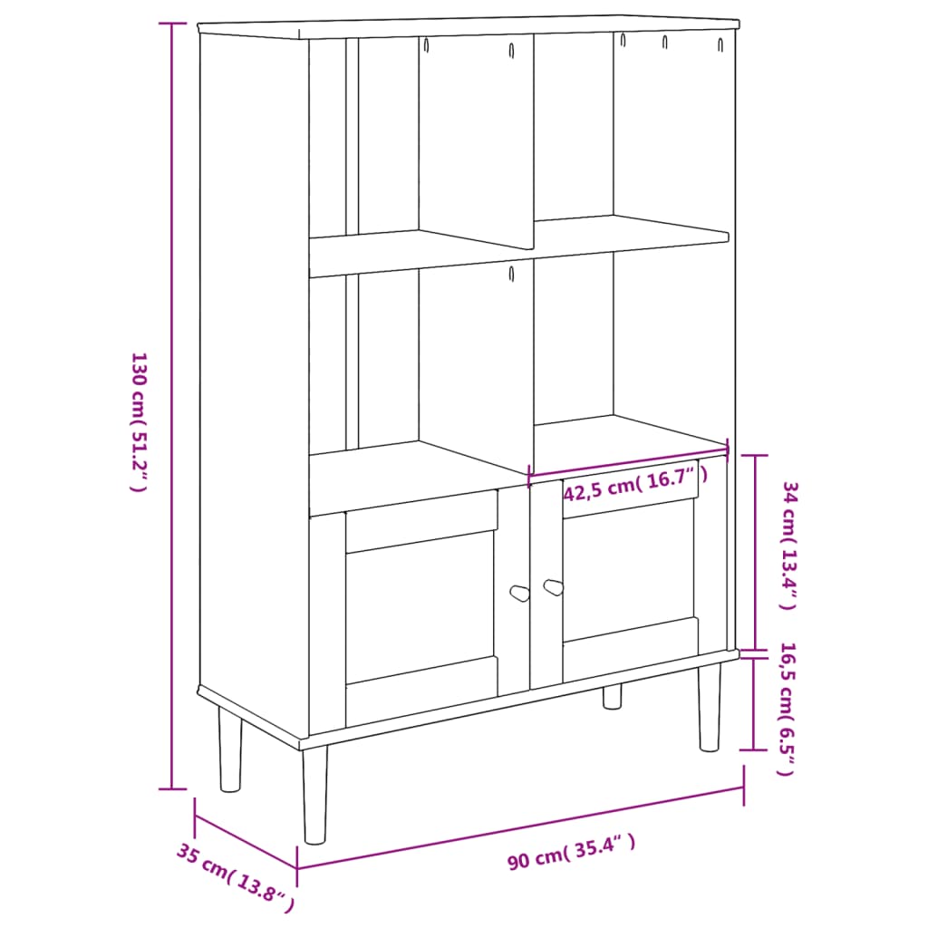 SENJA Bookshelf Rattan Look Black 90 x 35 x 130 cm Pine Wood