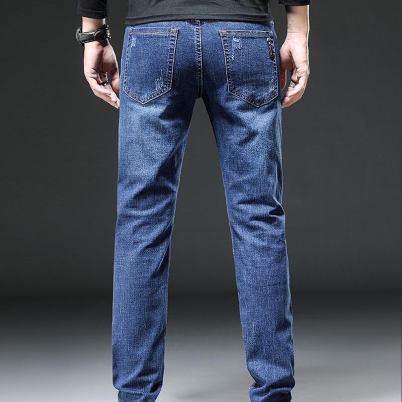 Autumn and Winter High Waist Denim Men's Loose Straight Stretch Cashmere Slim Business Casual Jeans Long Pants