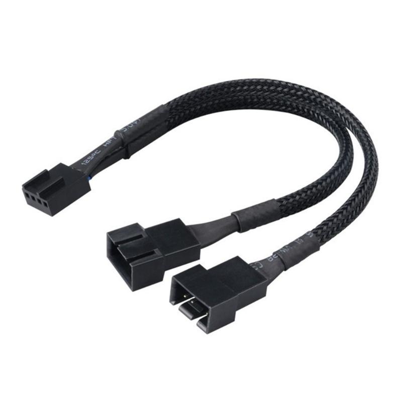 2Piece 4Pin PWMs Computer Fan Extension Cable Set 26cm Length for Enhances Airflows and Noise Reduction