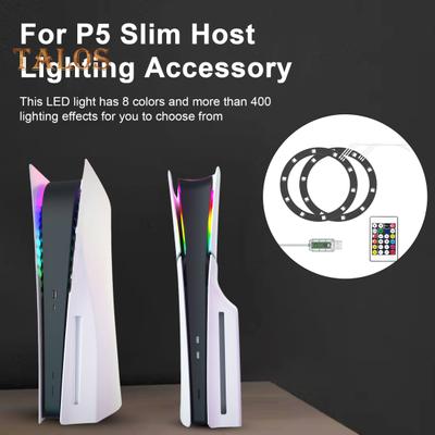 Светодиодная лента RGB для PS5 Slim Disc и Digital Edition, 8 цветов, 400 эффектов, DIY Гибкая игровая консоль, меняющая цвет, декоративная лампа, комплект колец