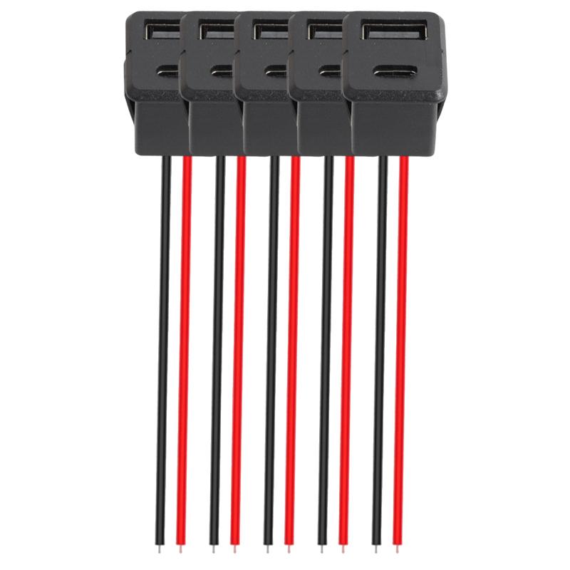 Черный двухслойный USB гнездо типа C USB лампа зарядка гнездо питания с кабельным разъемом автомобильные аксессуары 1-10 шт.