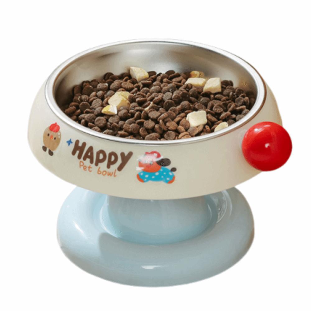 Stainless Steel Pet High Footed Bowl Cartoon Anti Slip Cat Bowl Large Capacity Anti Vomiting Elevated Pet Feeder Bowl