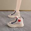 2025 зимние бархатные высокие кеды, новая корейская версия, ins, женские студенческие, увеличивающие рост, спортивные, утепленные, теплые хлопковые туфли