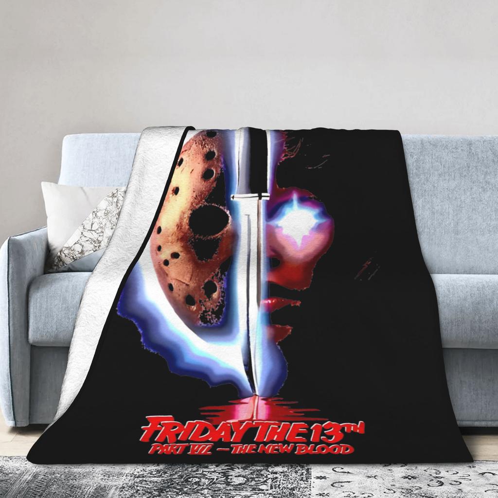 Friday Jason Voorhees 13th Fashion Blanket Flannel Winter Horror Scary Halloween Portable Warm Throw Fashion Blanket for Office