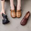 Mother's Shoes 3 Spring Soft Bottom Peas Shoes Middle-aged and Elderly Leather Retro Flat Single Shoes Women