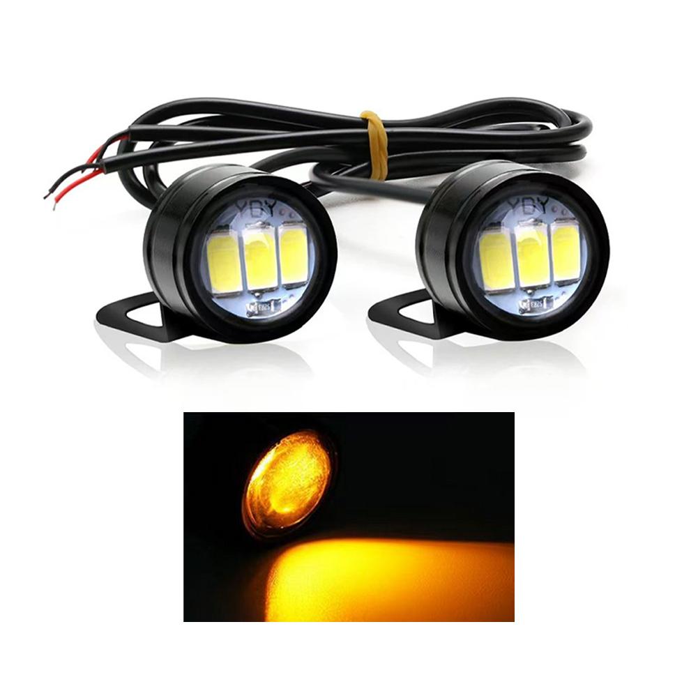 2Pcs Motorcycle Auto LED DRL Daytime Running Lights Eagle Eye Backup Lamp Automobiles Reversing Parking Turn Signal Lamp