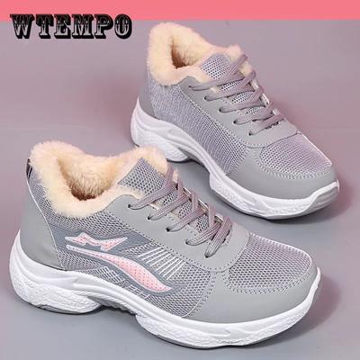 Зимние бархатные утолщенные теплые женские туфли нескользящие толстые подошвы плоские спортивные высокие повседневные женские туфли Baita из хлопка