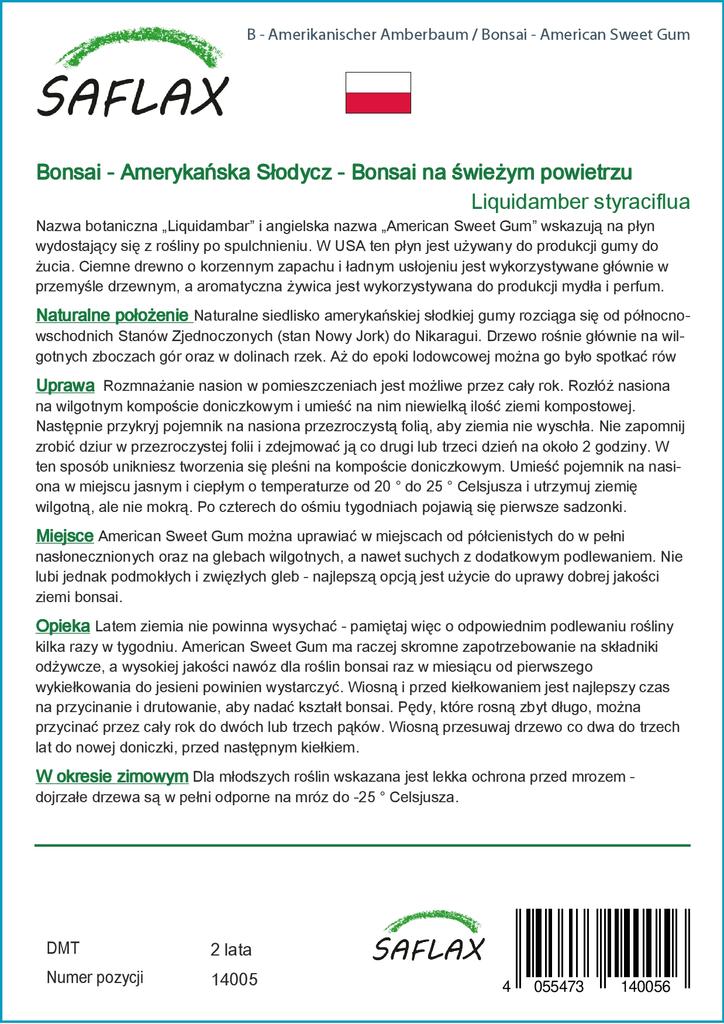 SAFLAX Garden in the Bag - Бонсай - American Sweet Gum - 100 семян - С субстратом в подходящем пакете - Liquidamber styraciflua