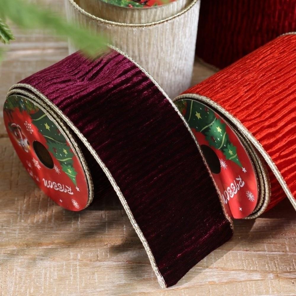 3yard/roll Craft Bow Material 8.9cm Width Gift Webbing DIY Christmas Ribbon Xmas Tree Wreath