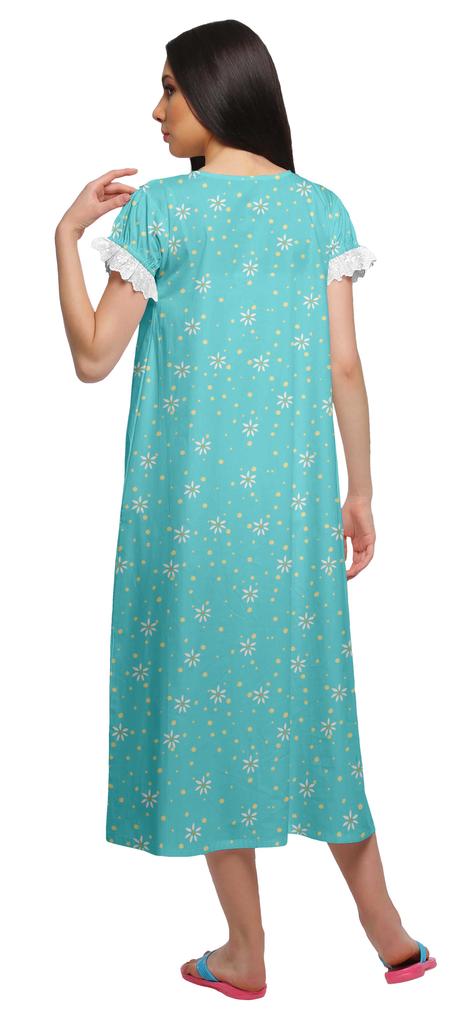 Moomaya Женская ночная рубашка с V-образным вырезом для кормления, хлопковая ночная рубашка А-силуэта с принтом