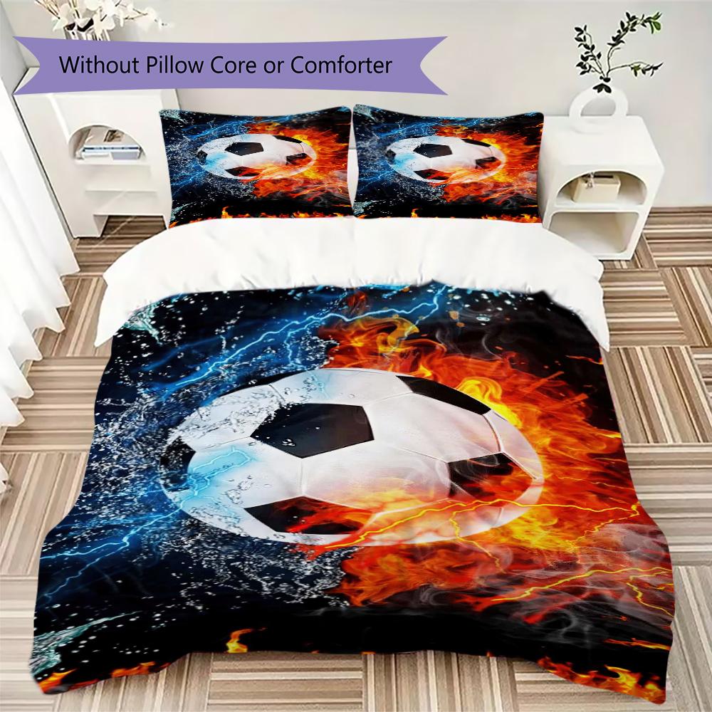 1PC Soccer Football Theme Bedding Quilt Set Quilt Cover Pillowcase Home Decoration Birthday Gift (1 * duvet cover + 3 * pillowcase, without core)A2