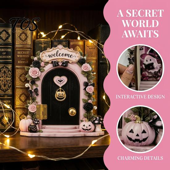 Wall Mounted Halloween Art Cute Ghost/Mouse Door Ornaments, Miniature Decoration, Double Tiered Tray Decor Layer Arch Corner for Bookshelf Decoration
