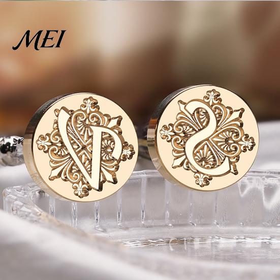 Decorative Wax Seal Stamp Iris A-Z Initial Alphabet Head, Brass Engraved Vintage Sealing Head for Wedding Invitations Envelopes Journal Gift Packaging