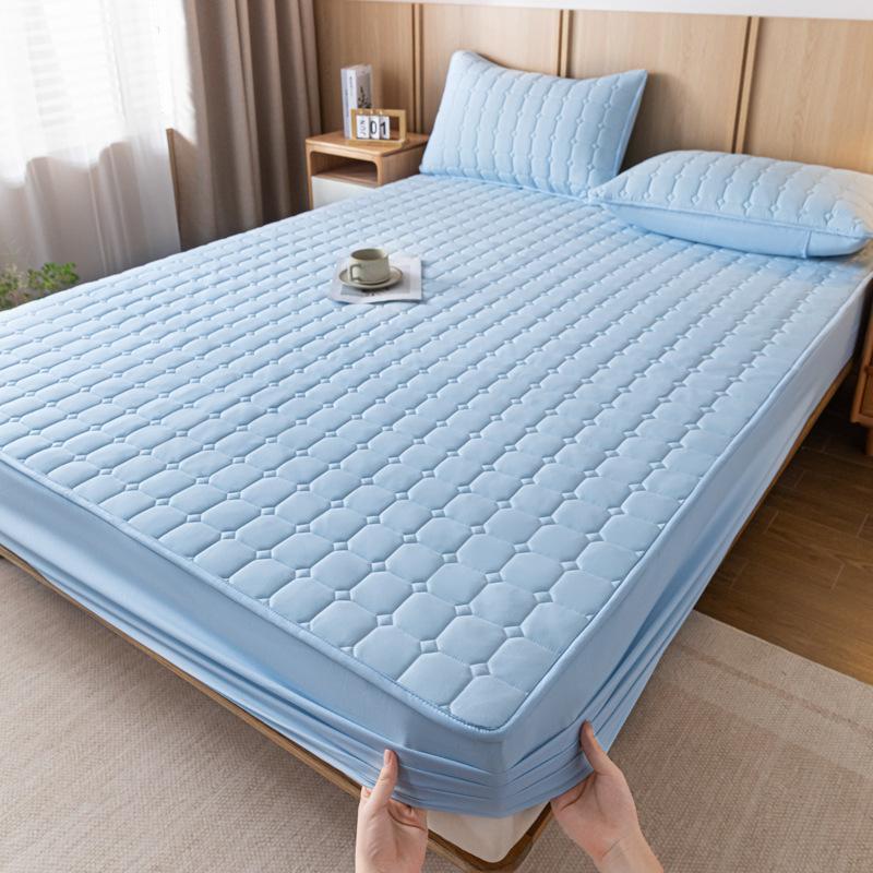 Сплошной цвет, приятный для кожи, стеганая простыня из стираного хлопка, нескользящее толстое пылезащитное покрывало, защитный чехол