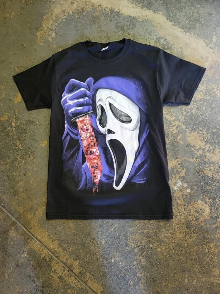 НОВАЯ ФУТБОЛКА ХЭЛЛОУИН С ФИОЛЕТОВЫМ ШРИФТОМ SCREAM Унисекс Футболка