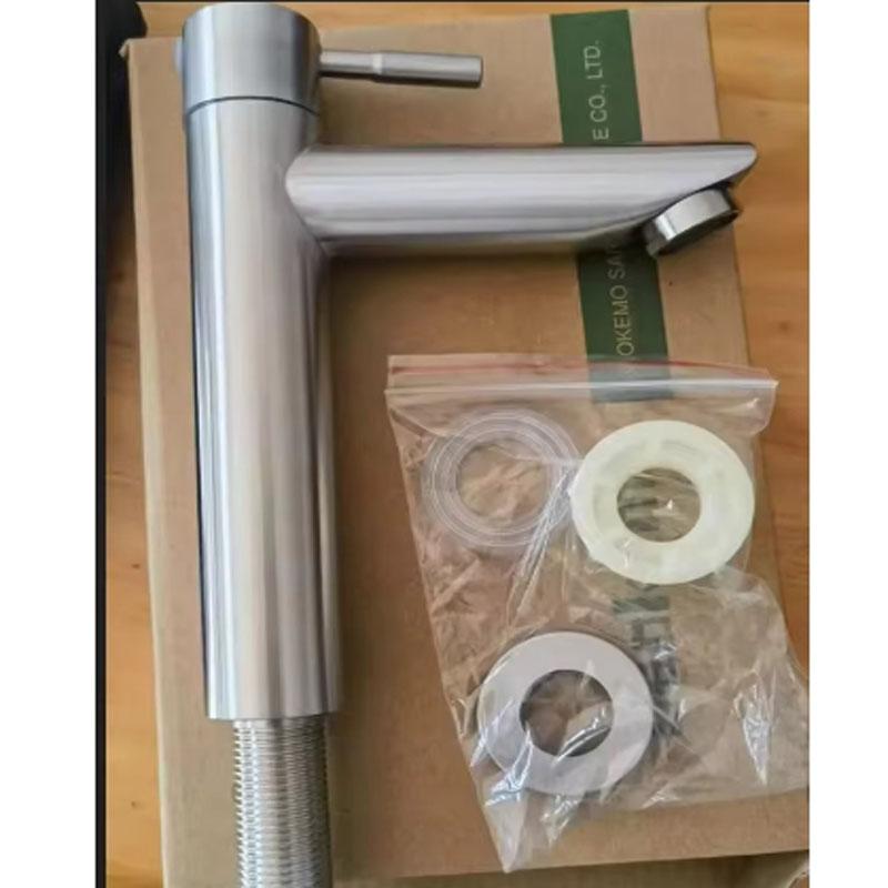 Водопроводный кран для раковины из нержавеющей стали, одинарный, холодная вода, черный, серебристый, монтаж на раковину, удлиненный и приподнятый кран для раковины