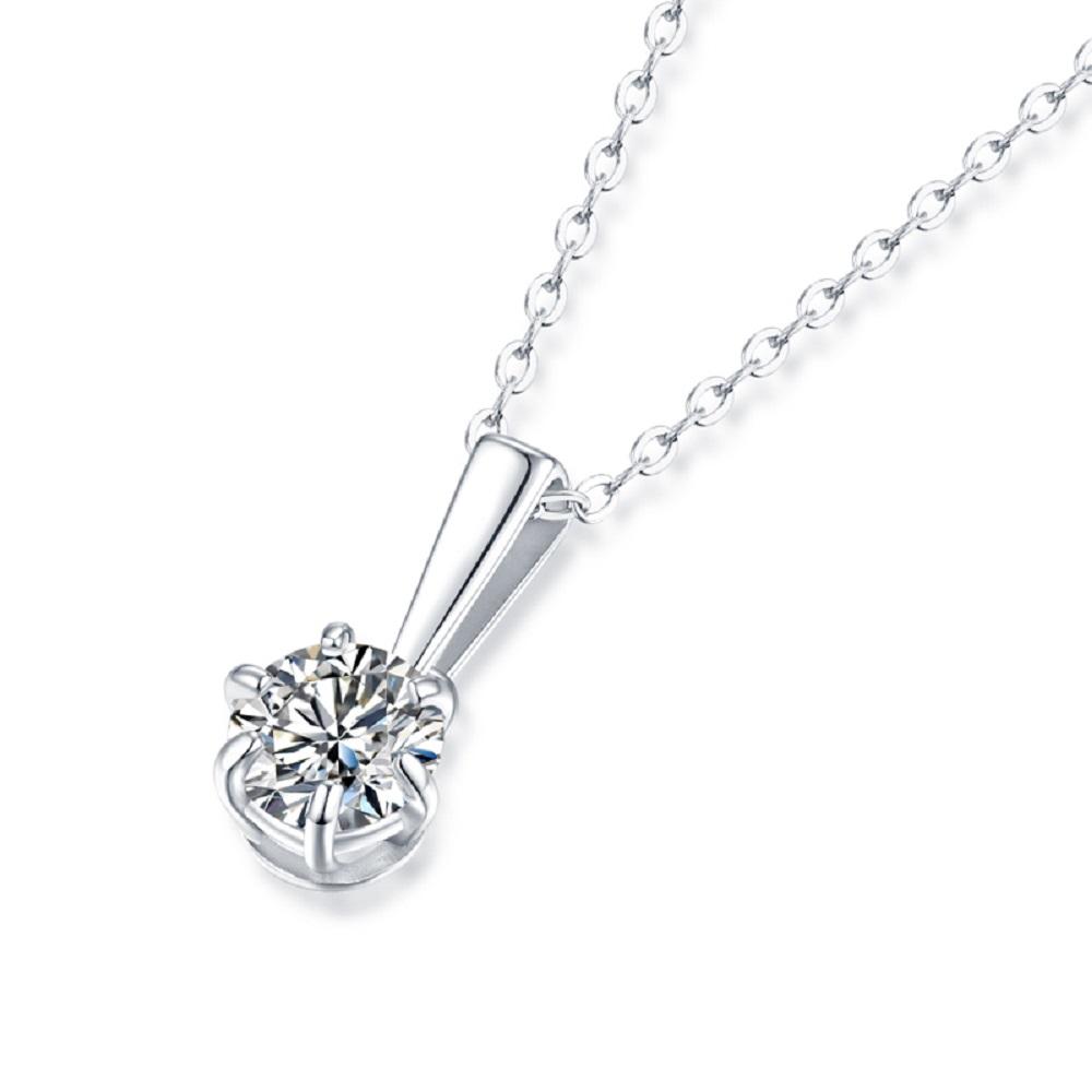 Zanlong 9532 925 Sterling Silver Necklace with 1ct Solitaire VVS Moissanite Fashion Jewelry Pendants for Women Hot Sale