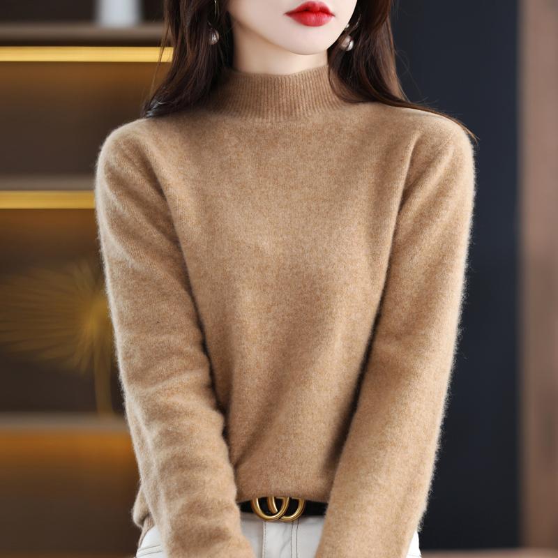 Женский свитер с полуводолазкой, кашемир Цинхэ, 30% кашемир, 70% шерсть, зимний вязаный пуловер, осенний свитер, кашемировый свитер