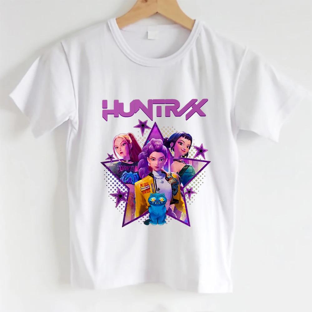 Модная детская футболка для мальчиков и девочек с принтом KPOP Hunters Anime Series, Милая футболка Huntrix Girl