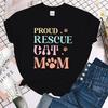 (Премиум-футболка)Модные забавные футболки с принтом Proud Rescue Cat Mom, женские летние повседневные футболки с коротким рукавом, топы с круглым вырезом