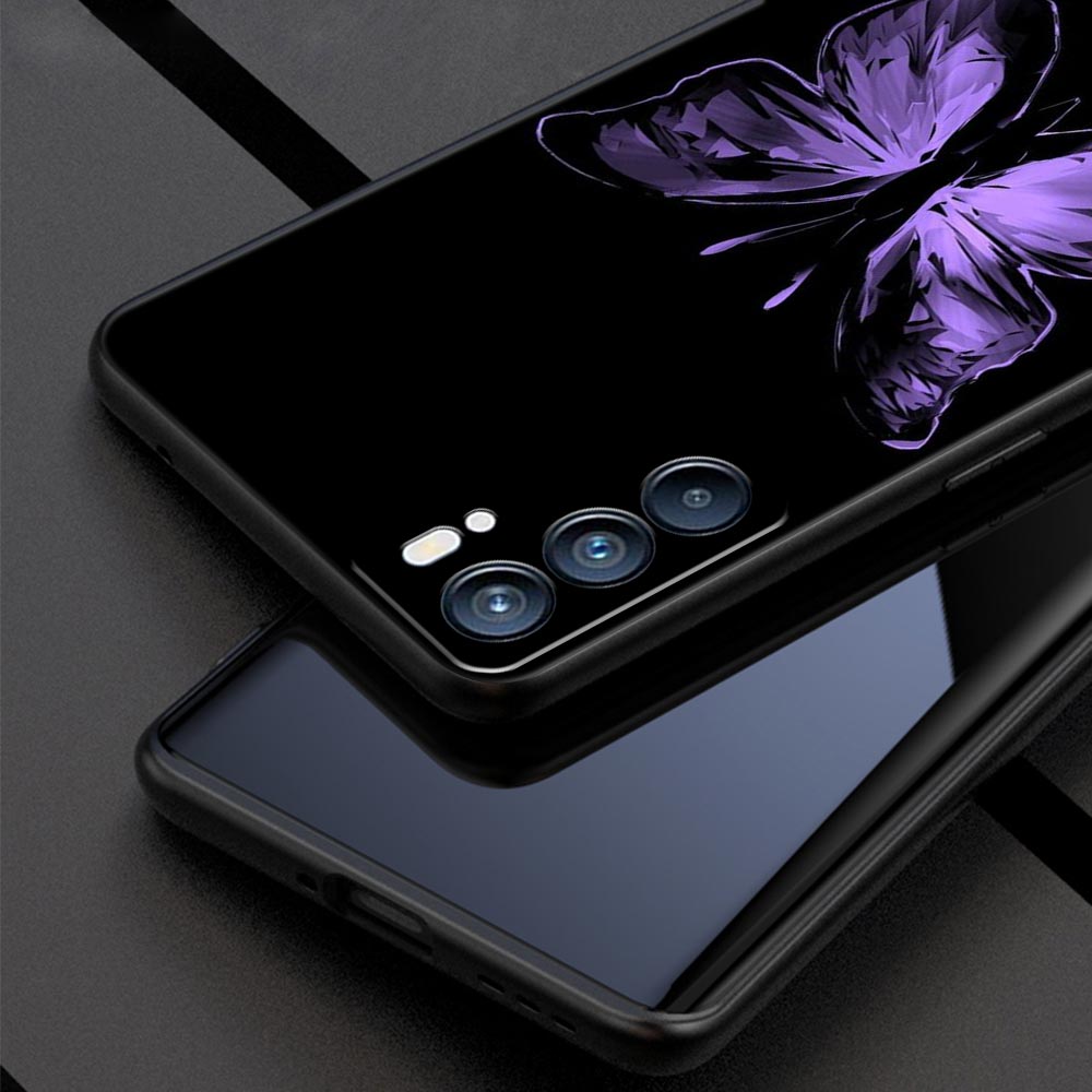 Butterfly Phone Case For Oppo Find X5 A54 A53 A52 A9 2020 A15 A95 A16 A76 A74 A12 Reno7 SE Reno6 Pro Plus 5G Soft Black Cover