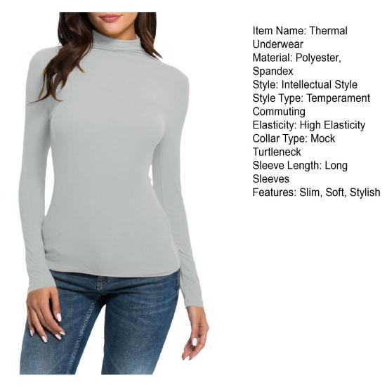 Женские термобелье с длинным рукавом, облегающий свитер с воротником-стойкой, базовые майки, компрессионное нижнее белье, топ для работы, дома, отпуска