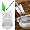 Garden Soil Sieve Set Stainless Steel Bonsai Rock Sifter with 5 Interchangeable Filter Mesh Sizes 1/3/6/9/12mm Compost Sifter