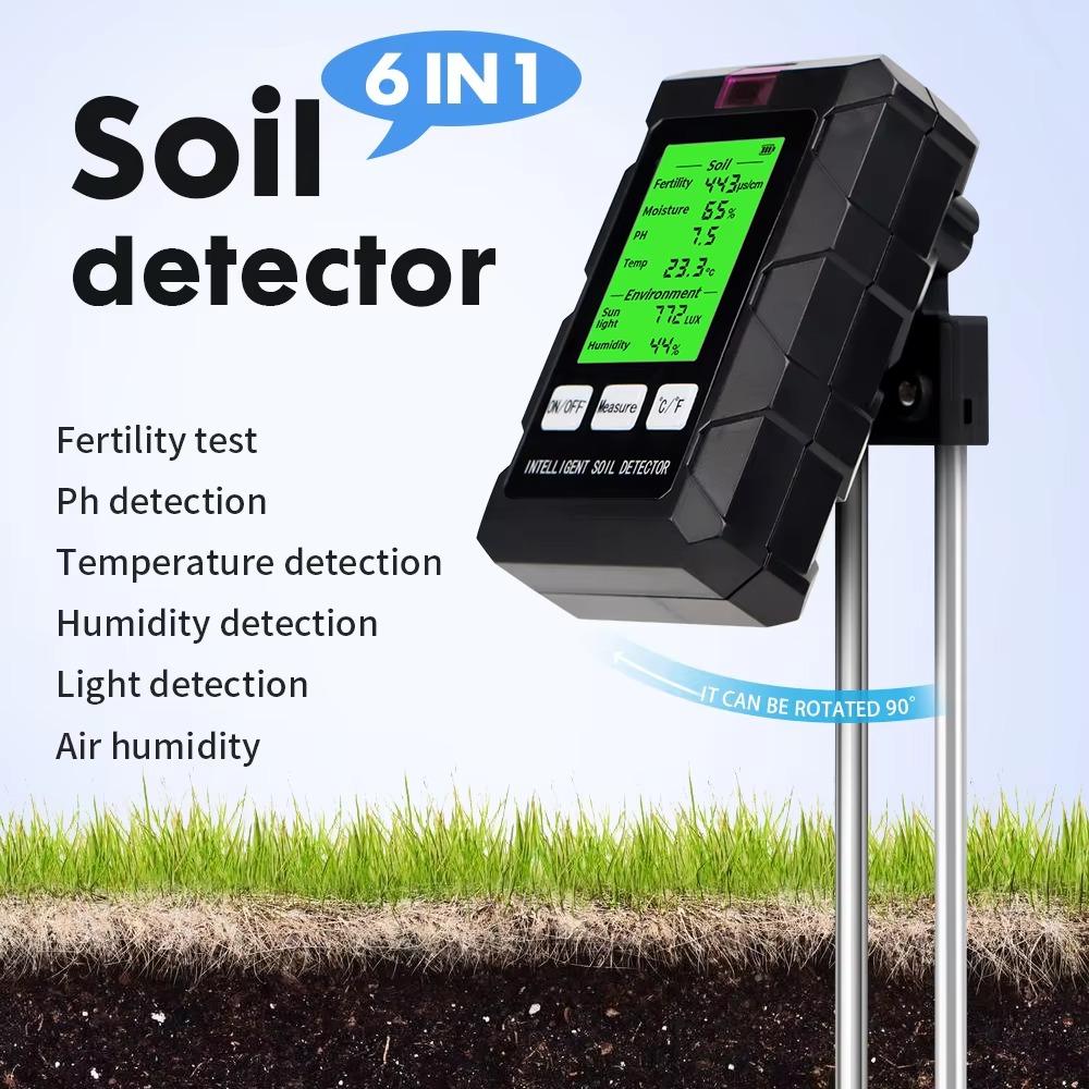 6-in-1 Soil Fertility Detector LCD Screen Garden Soil Analyzer  for Farm Soil Check