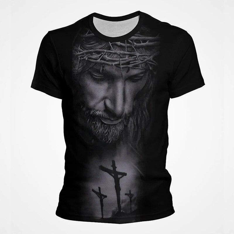 Jesus Christ 3D Print T-shirts Men Clothing Summer Fashion Casual Short Sleeve Cool T Shirt Harajuku Streetwear Tops Tee