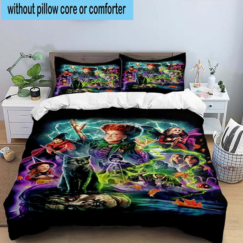 3PCS Halloween witch 3pcs Bedding,Including 3PCS Duvet Cover And 2pcs Pillowcases Perfect for Christmas,Ideal for Bedroom, Dormitory