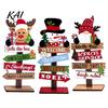 Farmhouse Christmas Centerpieces Table Decoration, Rustic Wooden Tabletop Sign, Vintage Decorative Decor Desktop Plaque for Holiday Party Tiered Tray,