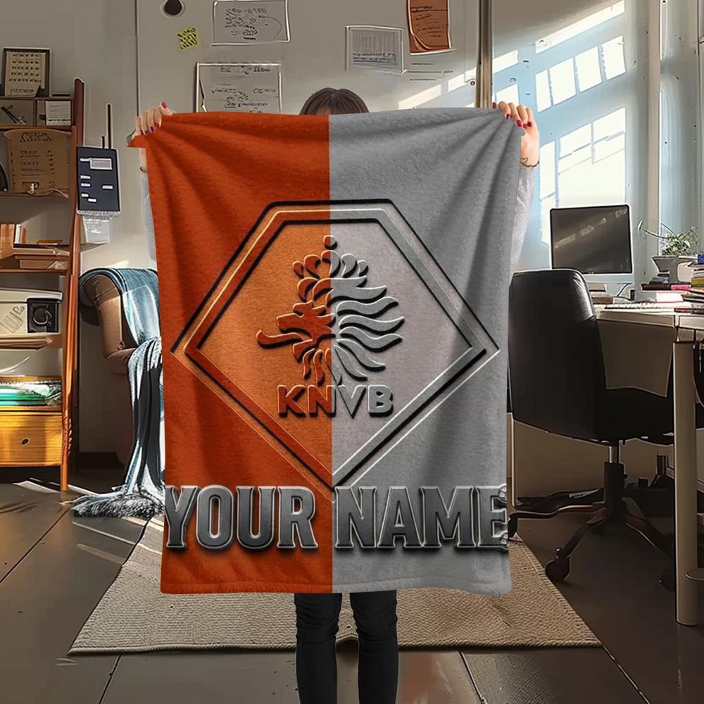 1PC Custom Name KNVB Patterned Flannel Blanket Suitable For All Seasons for Home Decor Warmth and Comfort Gifts Holiday Present