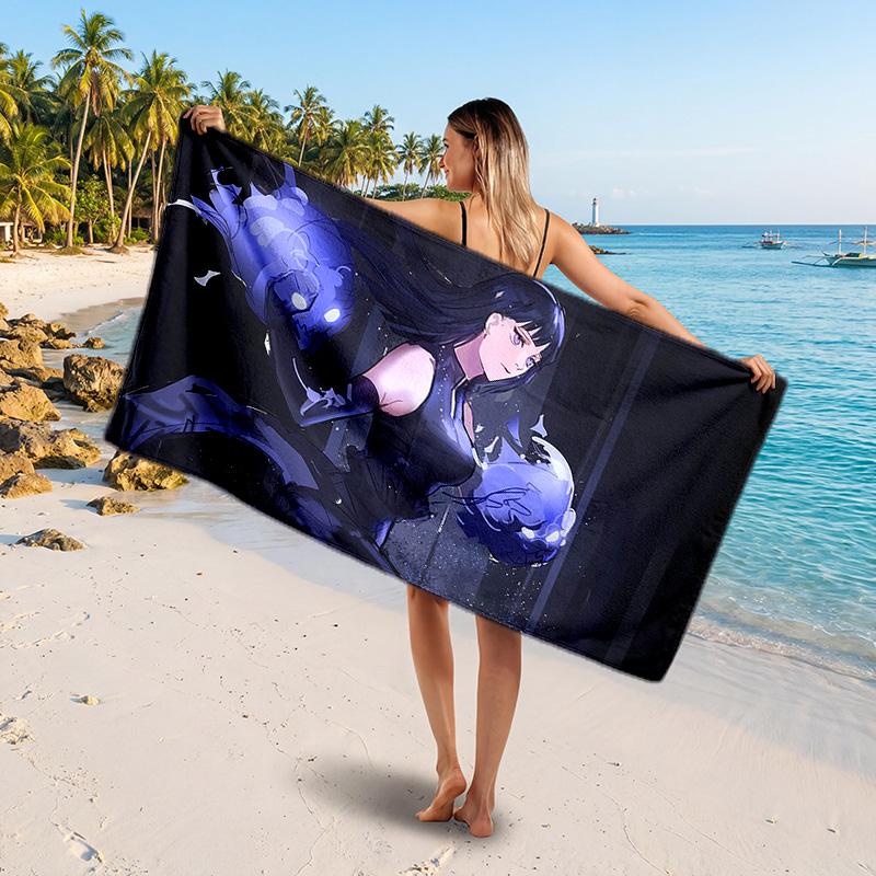 Hinata Hyuga Printed Swim Towel, Portable Water Absorbent Towel for Beach Camping Daily Bathroom Use