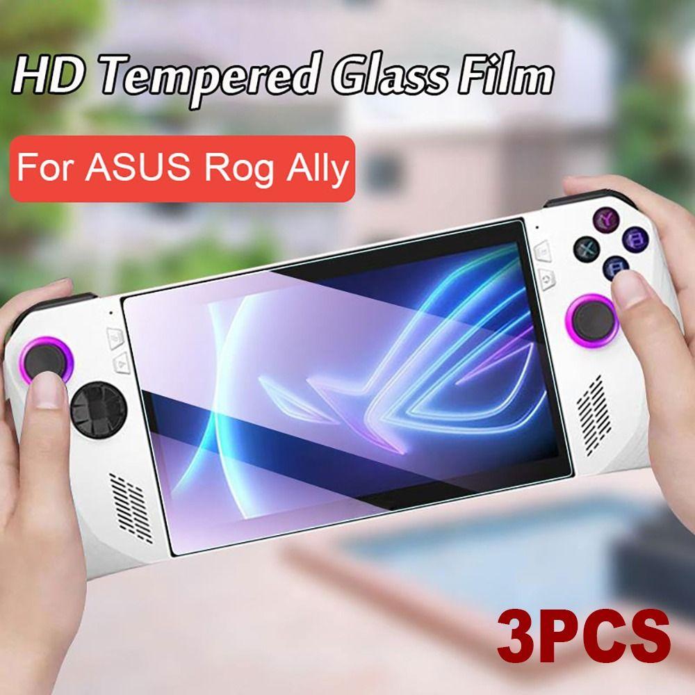 3pcs Handheld Console Screen Protector HD Tempered Glass for Asus ROG Ally Anti Fingerprint