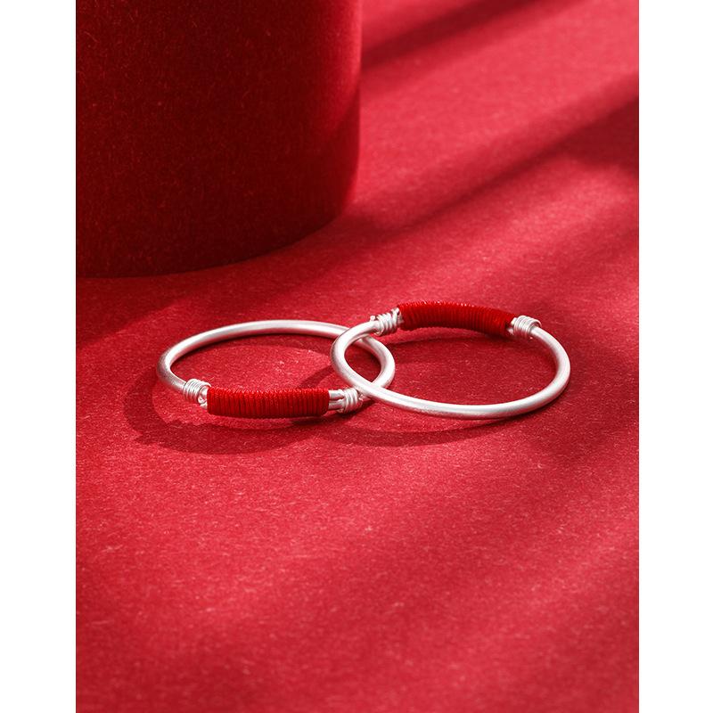 Baobao Silver Bracelet 999 Pure Silver Ping An Xi Le Ancient Law Inheritance Children's Feet Silver Bracelet Baby Full Moon Festival Gift