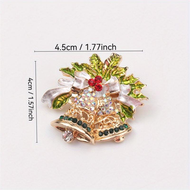 Elegant & Cute Christmas Bell Brooch with Sparkling Rhinestones - Unique Bow-Shaped Accessory for Women
