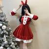 Christmas Dress Sexy Red Velvet Dress Plus Size Party Prom Bunny Dress New Robes