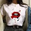 New Fashion Women Tshirt Watercolor Lips Printed Tops Tee Casual Short Sleeve Female Tee Shirts Harajuku Graphic T-Shirts Femme