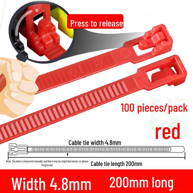 Многоразовая нейлоновая кабельная стяжка с квадратной головкой, черно-белая