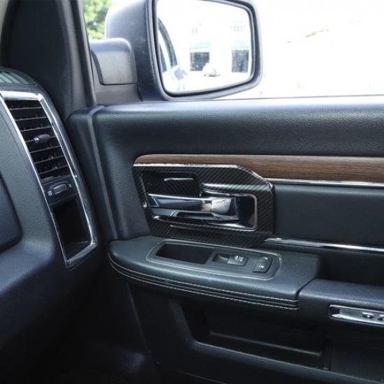 Interior Door Handle Bowl Frame Decor Cover for Dodge Ram 1500 11-17Carbon Fiber