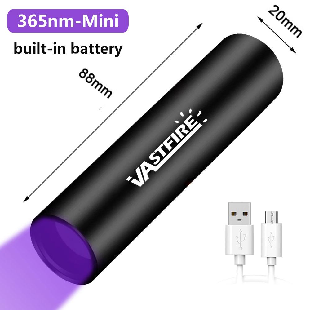 USB перезаряжаемый мини 365 нм ультрафиолетовый фонарик кошачий мох лампа для обнаружения грибка 365 нм фонарик черный зеркальный флуоресцентный ультрафиолетовый свет