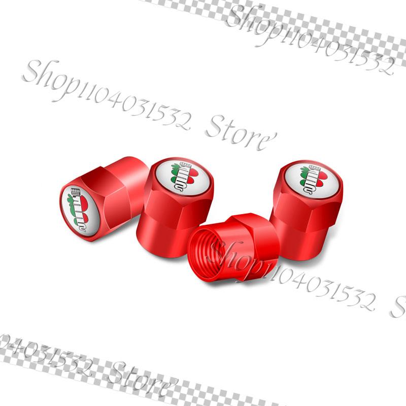 KUBEL1 4Pcs Car Styling Emblem Car Wheel Tire Valve Caps Rim Stem Dust-proof Covers For Alfa Romeo 147 156 166 159 Giulietta Mito Decor