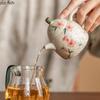 Расписанный вручную заварочный чайник с персиковым цветком, керамический чайник, заварочный чайник, инструменты для заваривания чая, поднос для чая, заварник для чая, наборы чайной посуды