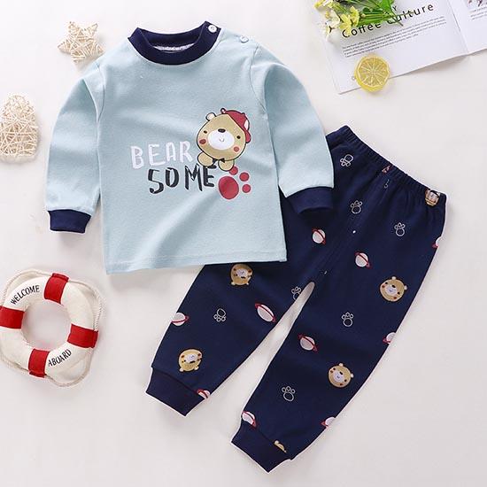 Winter Kids Long Sleeve O Neck T Shirt Pants Set Casual Baggy 2pcs Suit Cotton Cartoon Printes Outfit
